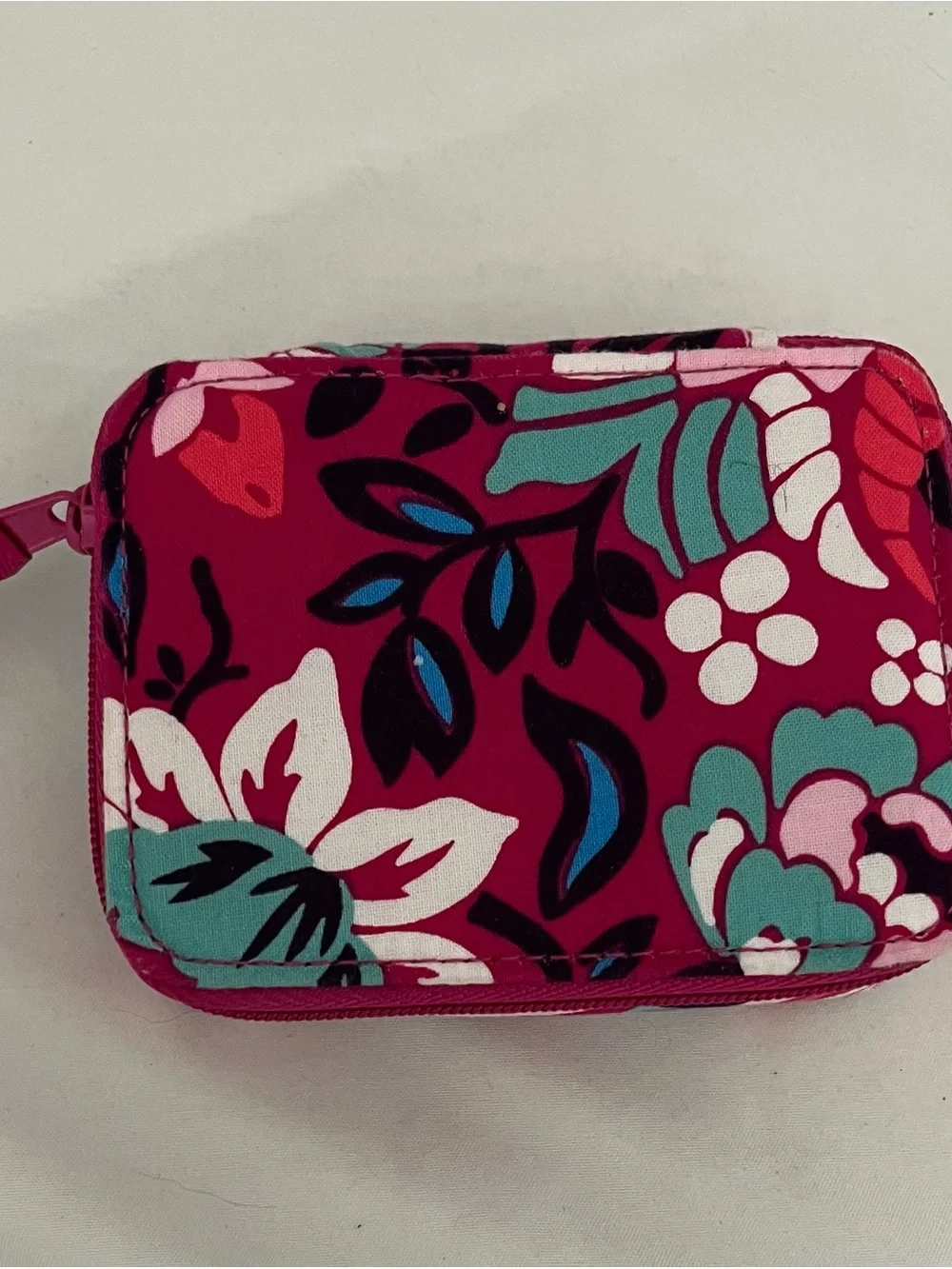 Vera Bradley Pink Floral Quilted Crossbody Bag with wallet, pill holder ,and ID